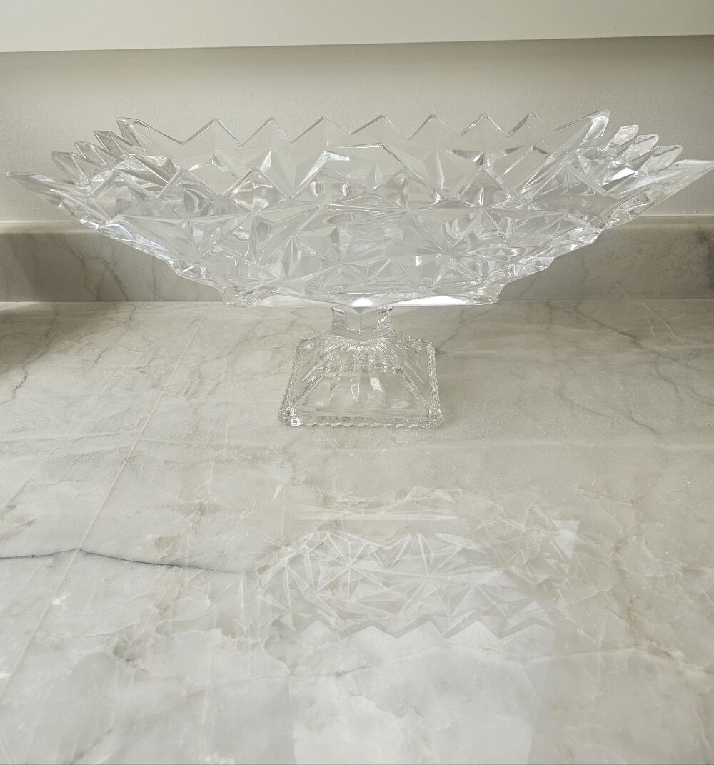 Cut Crystal Pedestal Compote Bowl - Clear